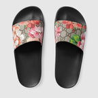 Women's GG Blooms slide sandal – a floral slide sandal in our GG Blooms supreme canvas with a molded rubber footbed – LUX VERSE Luxury Designer Fashion Outlet