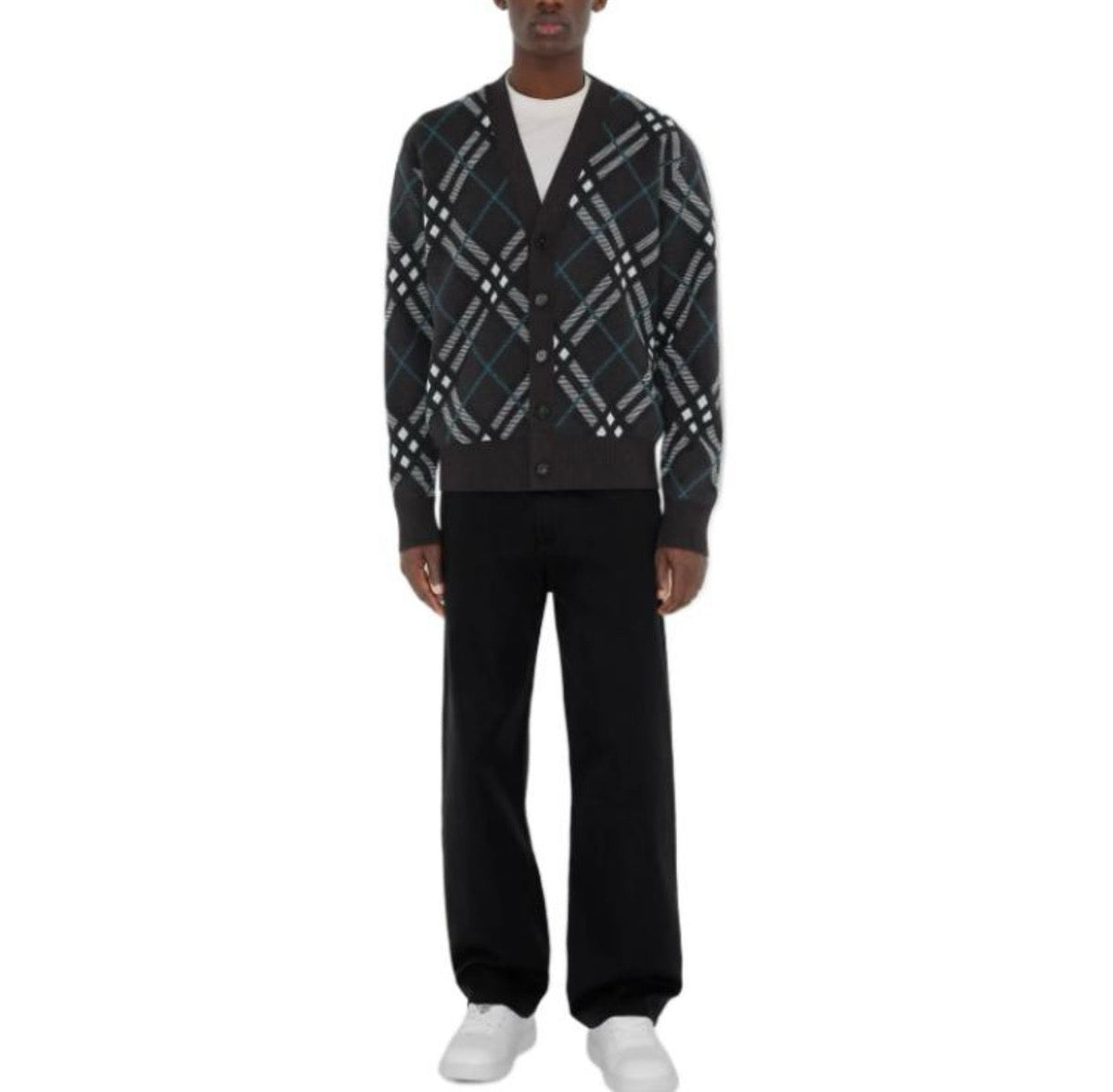 Strickjacke mit Karomuster Kamel - Herren