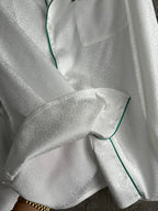 Weißes Seiden-Langarmshirt mit Paspelierung – Herren
