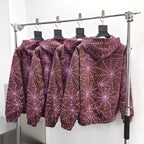 Burgundyfarbener Baumwoll-Pullover mit Webmuster – Herren
