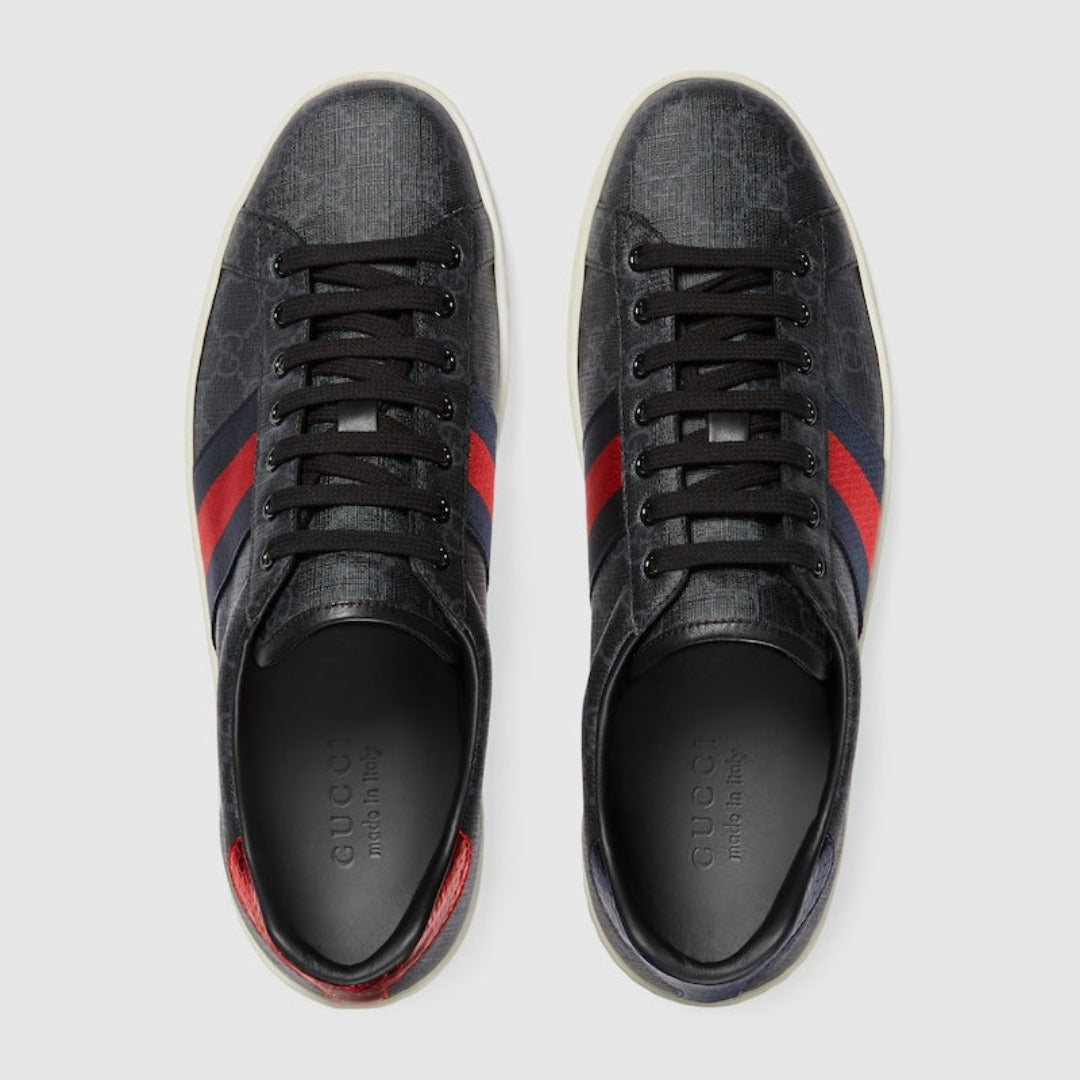 Men's Ace Gg Supreme Sneaker – eye-catching chromatic accents, such as blue and red leather details at the back – LUX VERSE Luxury Designer Fashion Outlet