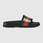 Men's Web Rubber Slide Sandal – a distinctive House code, the green and red Web is reimagined in a pop inspired take – LUX VERSE Luxury Designer Fashion Outlet
