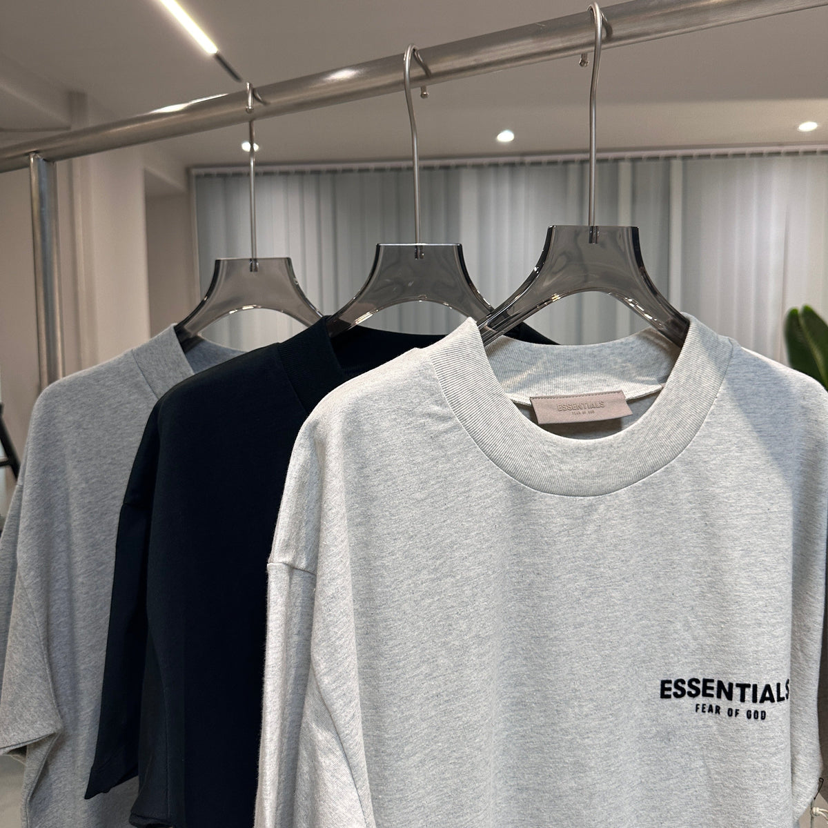 Graues Baumwoll-T-Shirt mit Logo-Print, Kurzarm – Herren