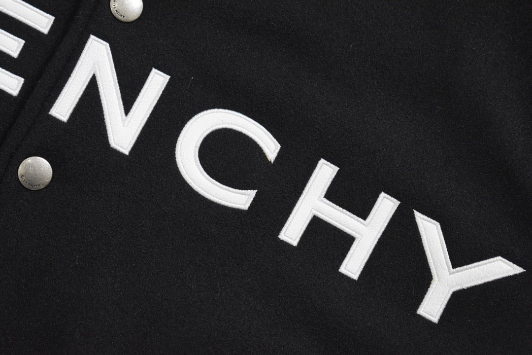 Black Wool Text Logo Varsity - Men's