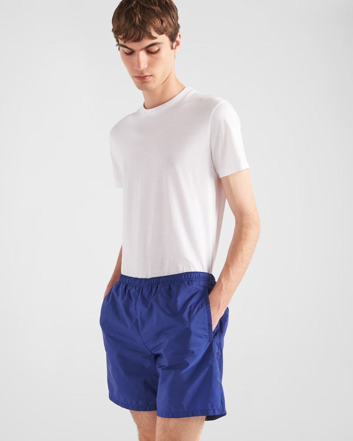 Re-Nylon swim trunks – straight fit Elasticized drawstring waistband Embroidered lettering logo on the back – LUX VERSE Luxury Designer Fashion Outlet