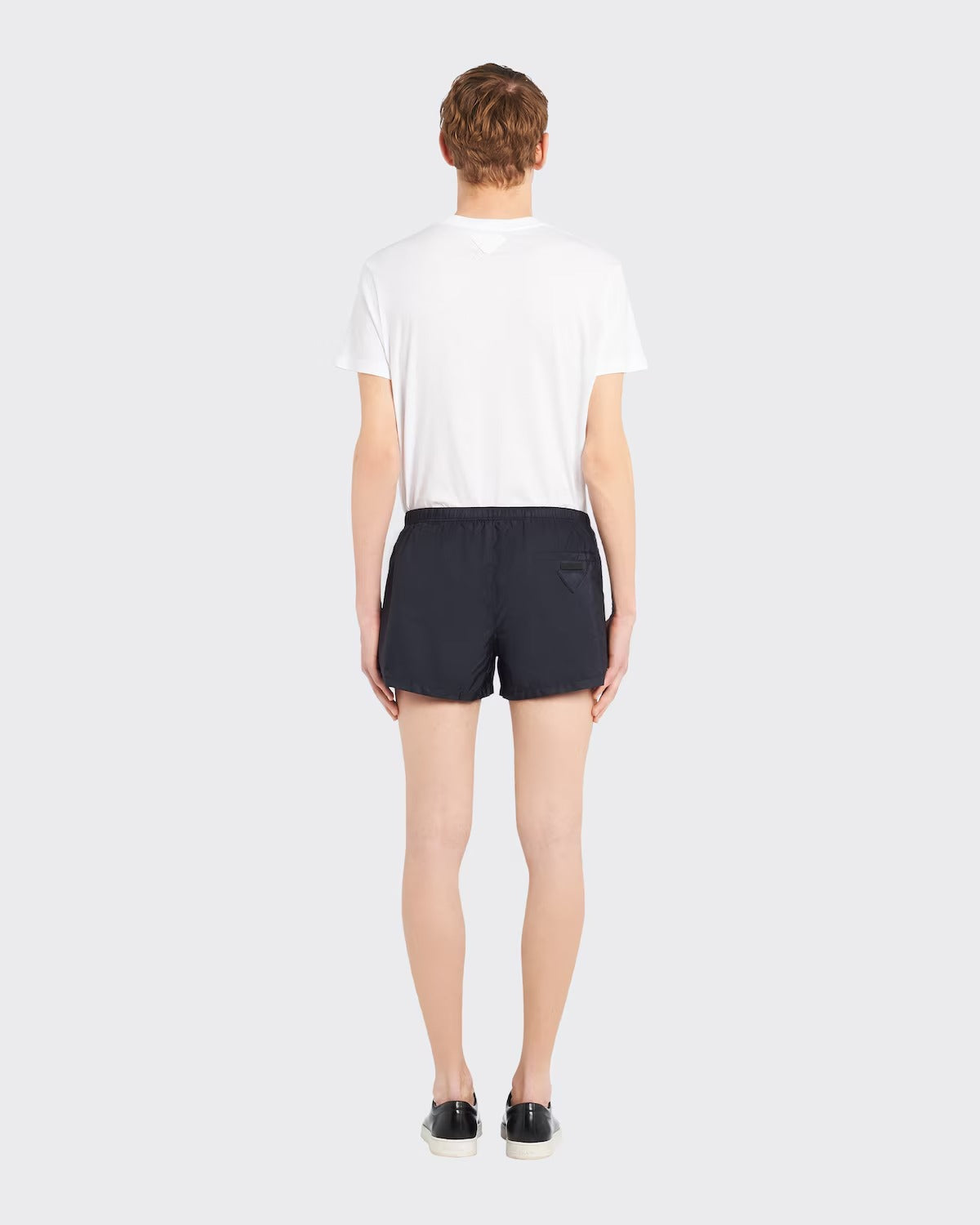 Nylon swim trunks – elasticized drawstring at the waist Side pockets Small back pocket Fabric triangle – LUX VERSE Luxury Designer Fashion Outlet
