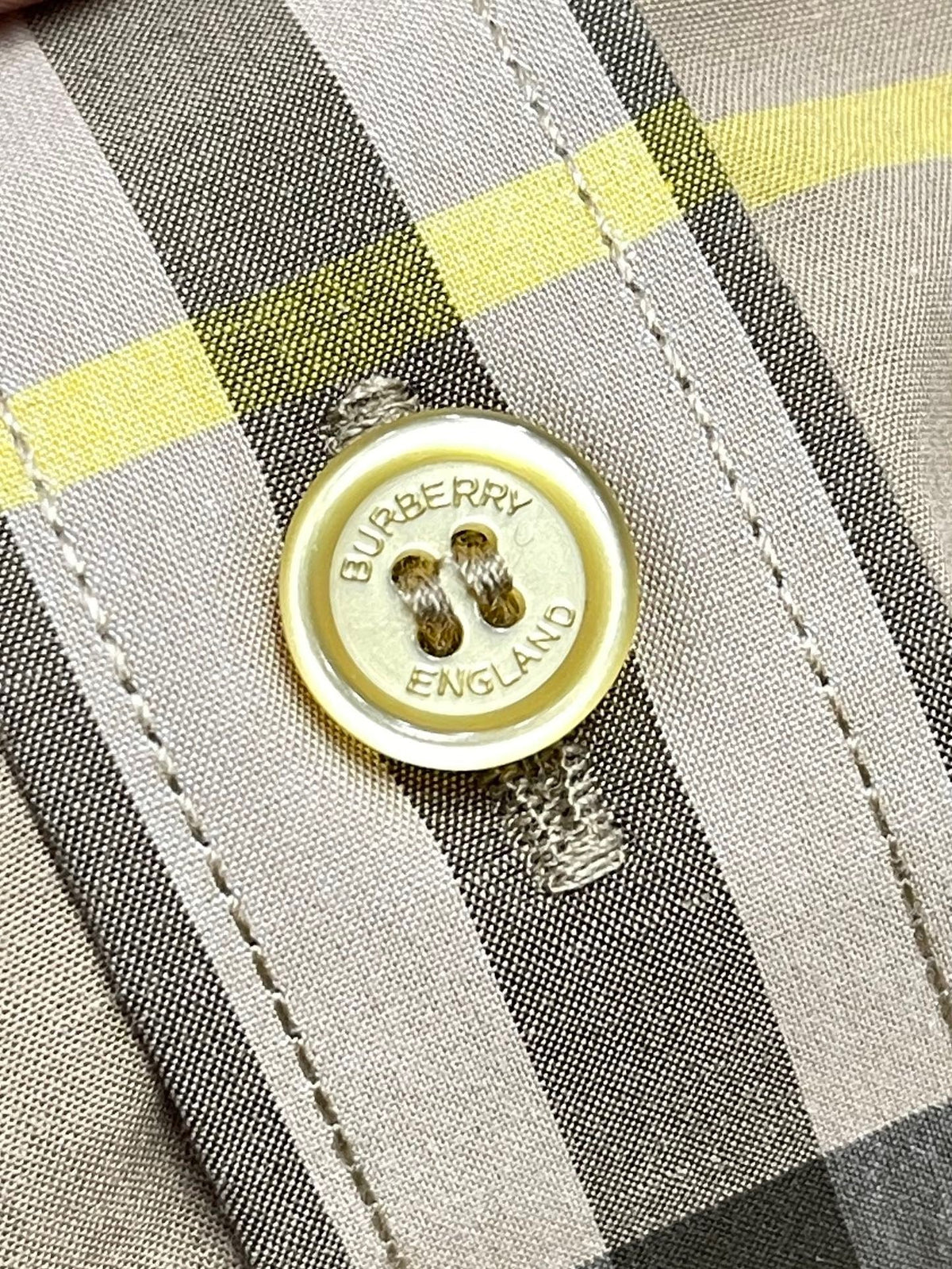 Beige Baumwoll-Karo-Langarmhemd – Herren