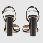 Women's ankle sandal with Double G – the Double G gold-toned hardware is set on the strap of these high-heel leather – LUX VERSE Luxury Designer Fashion Outlet