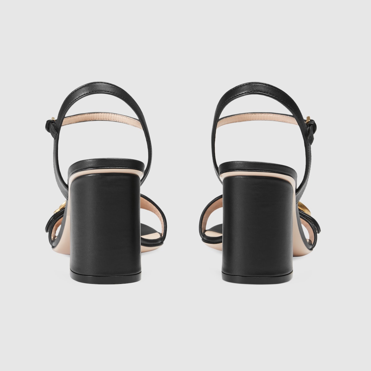 Women's mid-heel Double G sandal – recalling the GG Marmont handbag line, the Double G gold-toned hardware is set on – LUX VERSE Luxury Designer Fashion Outlet