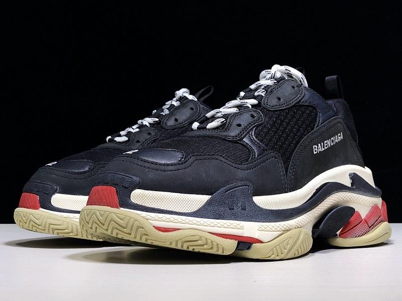 Triple S Black Red and Navy Sneakers