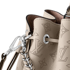 Bella Tote Elegant Galet – the leather is delicately pleated and draped, and adorned with a jewel-like chain – LUX VERSE Luxury Designer Fashion Outlet