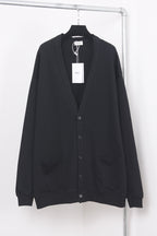 Black Cotton Plain Cardigan - Men's
