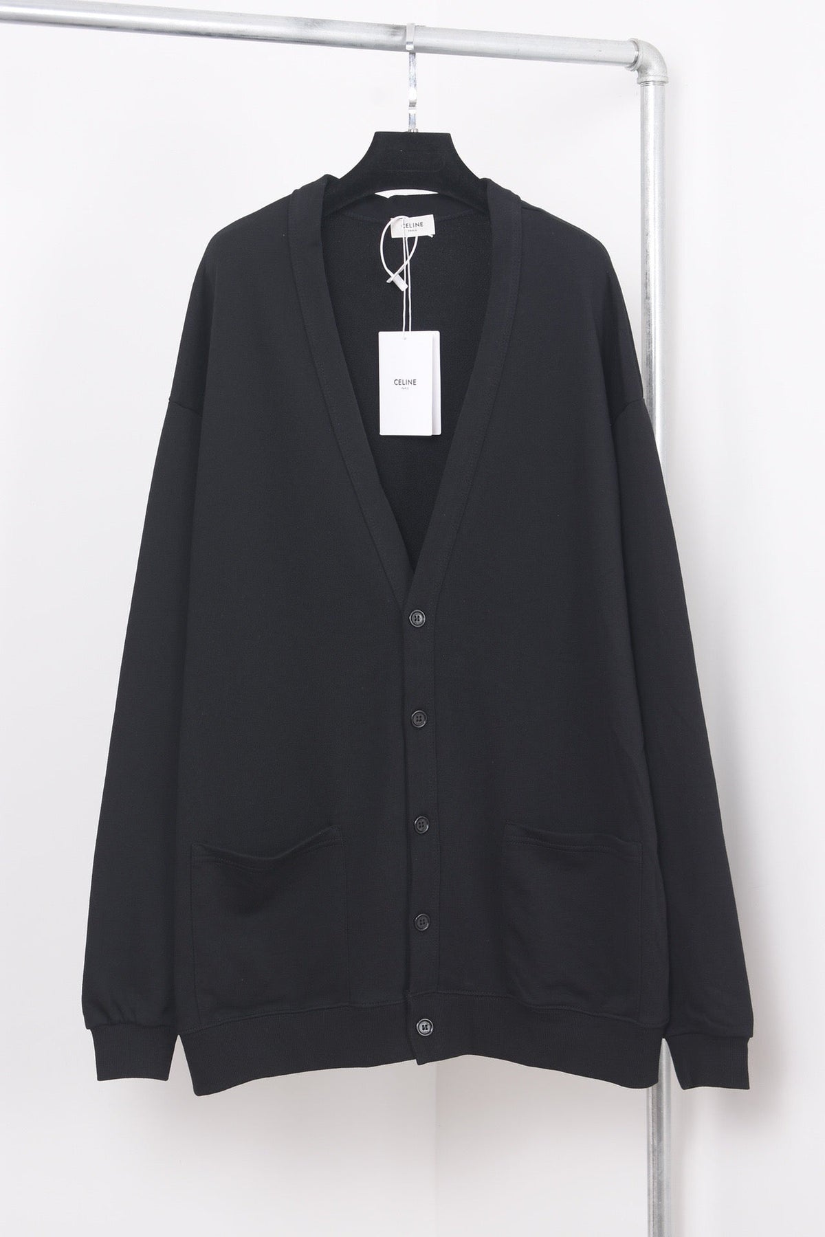 Schwarzer schlichter Baumwoll-Cardigan – Herren