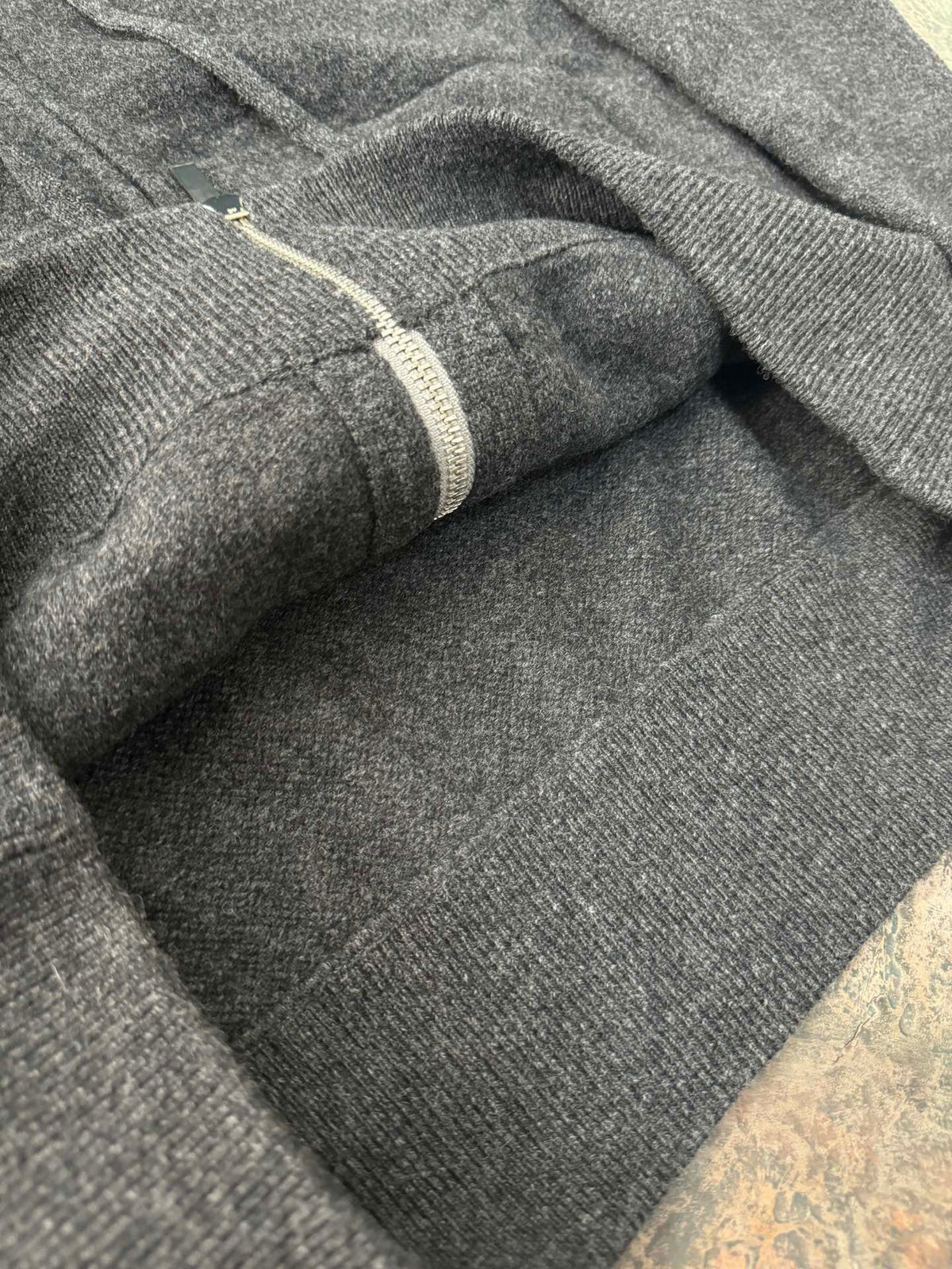 4-Bar Zip Grey Hoodie - Men's