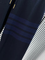 Marineblaue Baumwoll-Jogginghose mit vier Streifen – Herren