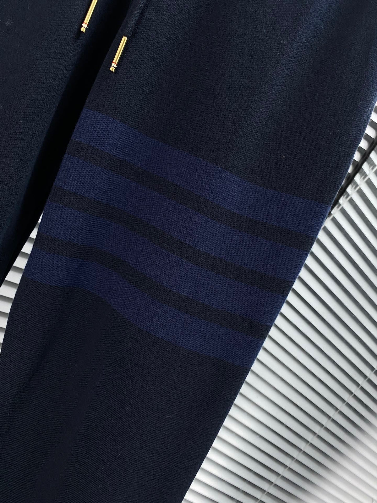 Navy Cotton Four-Bar Joggers - Men's