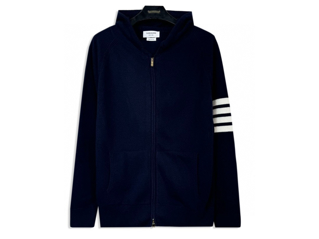 4-Bar Zip Grey Hoodie - Men's