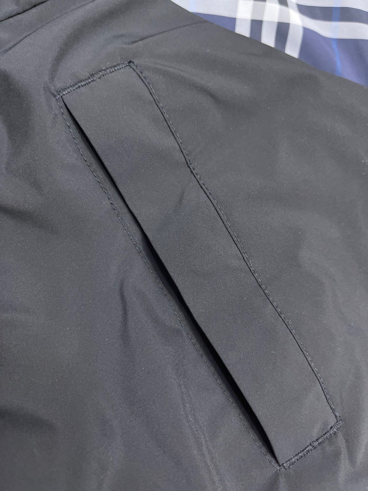 Navy Cotton Check Hooded - Men's
