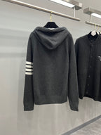 4-Bar Zip Grey Hoodie - Men's