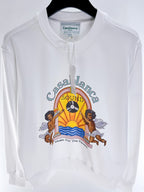 Marineblaues Baumwoll-Crewneck-Sweatshirt mit Sonnen-Grafikdruck – Herren