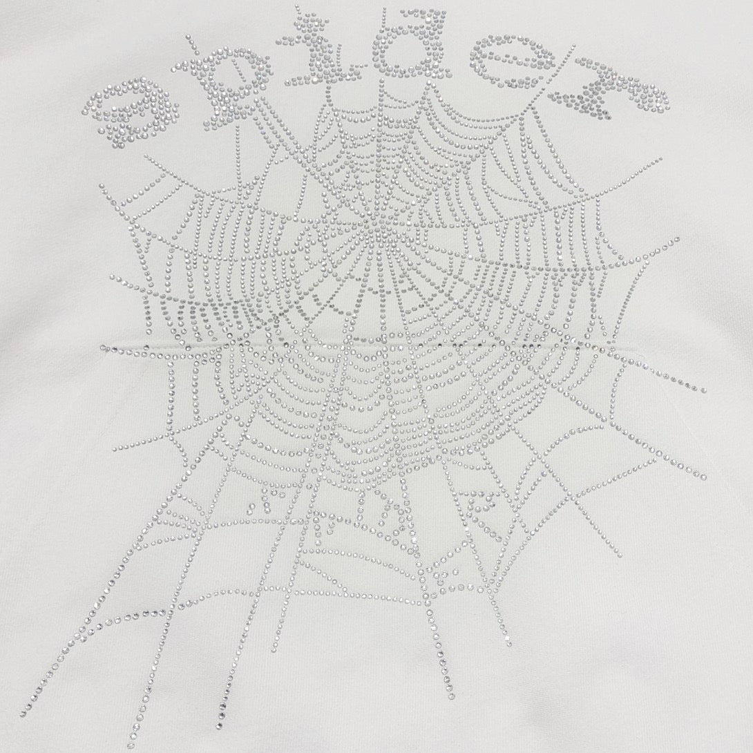 Weißer Baumwoll-Web-Print Pullover – Herren