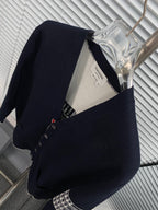 Strickjacke für Herren aus grauer Wolle mit Streifen
