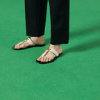 Women's thong sandal with Double G – the antique gold-toned detail defines a pair of flat white leather thongs – LUX VERSE Luxury Designer Fashion Outlet