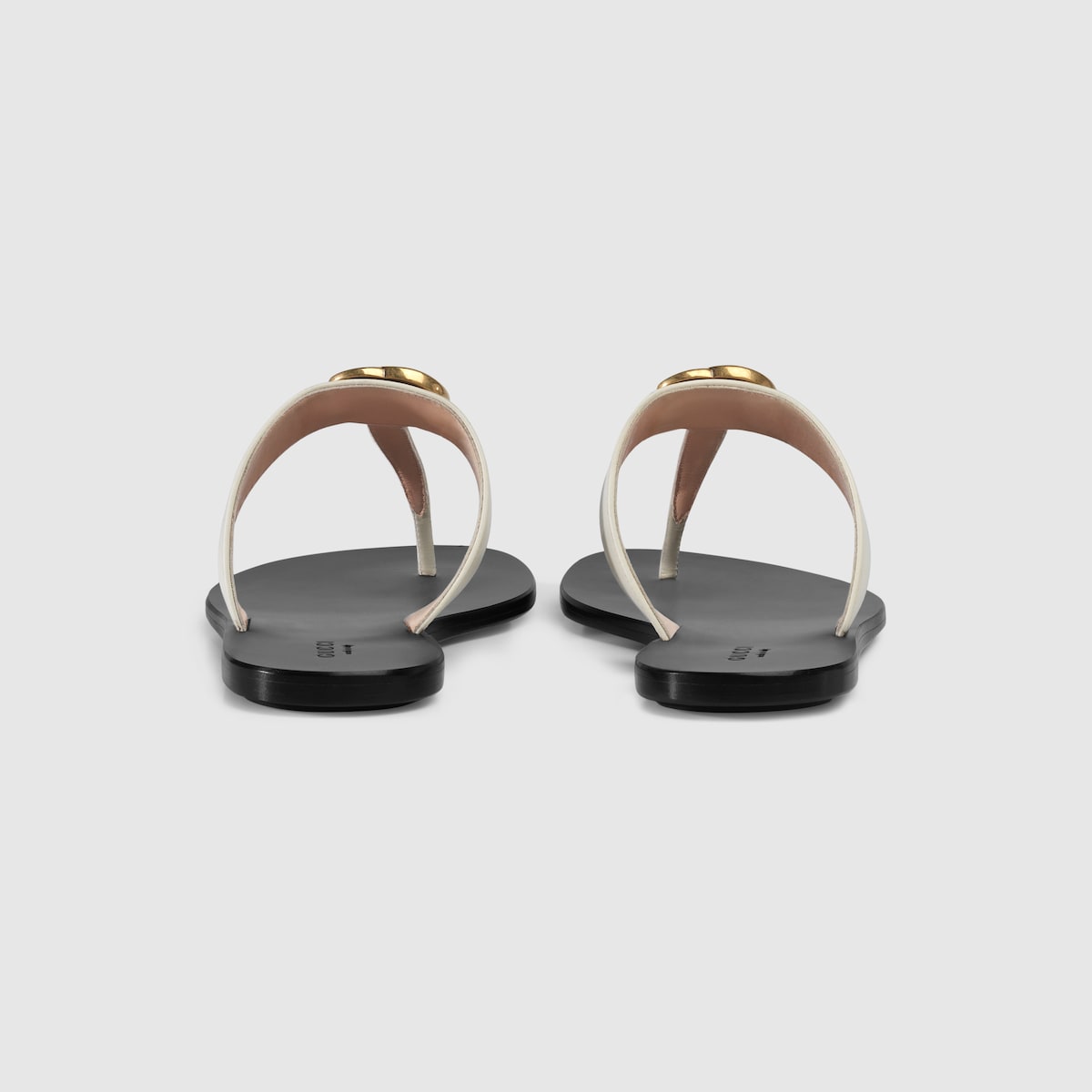 Women's thong sandal with Double G – white leather Double G Leather sole Flat – LUX VERSE Luxury Designer Fashion Outlet