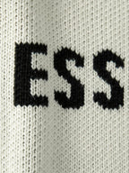 Cremefarbener Wollpullover mit Textlogo, Rundhalsausschnitt – Herren