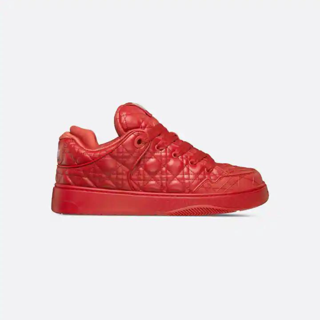 B9S Skater Sneaker, LIMITED AND NUMBERED EDITION – crafted in red Kumo Cannage calfskin, it offers a quilted version of the hallmark – LUX VERSE Luxury Designer Fashion Outlet