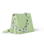 Coussin BB Lambskin Green – the Plexiglas links, in the same color as the bag, alternate with gold-color – LUX VERSE Luxury Designer Fashion Outlet