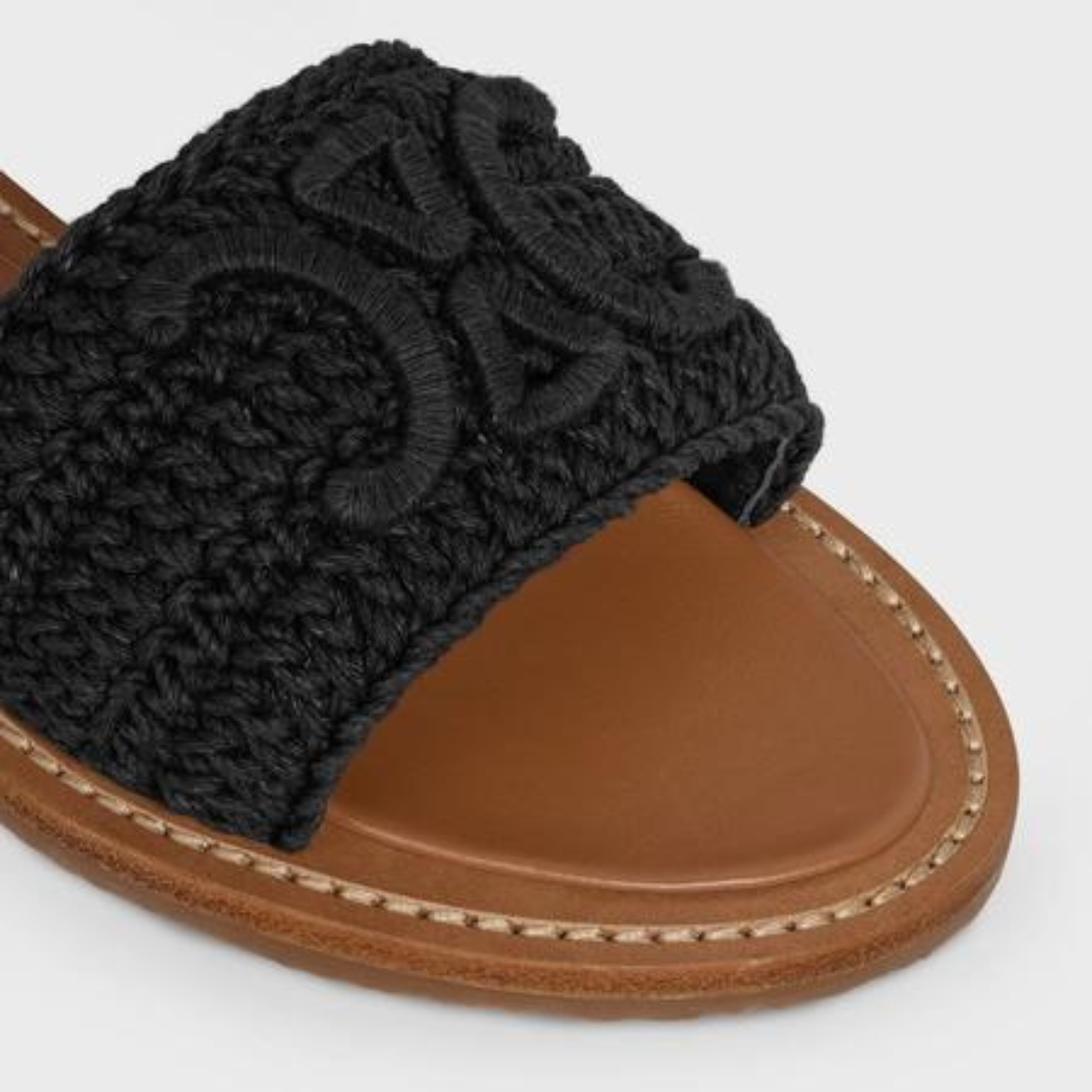 LYMPIA SANDAL in MACCRAMÉ COTTON & CALFSKIN – aDJUSTABLE BUCKLESLIGHTY PADDED LEATHER INSOLERUBBER OUTSOLE – LUX VERSE Luxury Designer Fashion Outlet