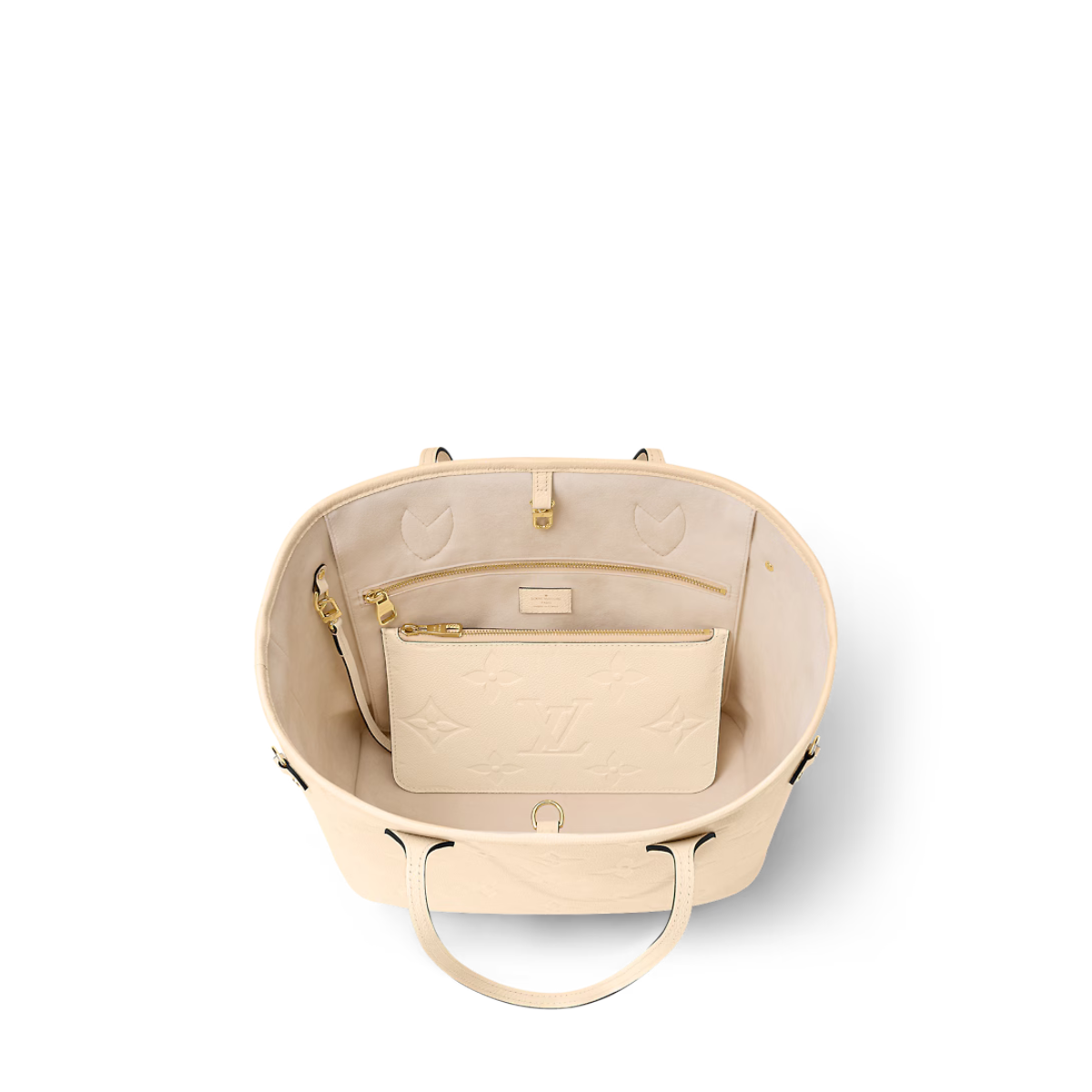 Neverfull MM Creme – a zipped pocket inside can be removed and used separately – LUX VERSE Luxury Designer Fashion Outlet