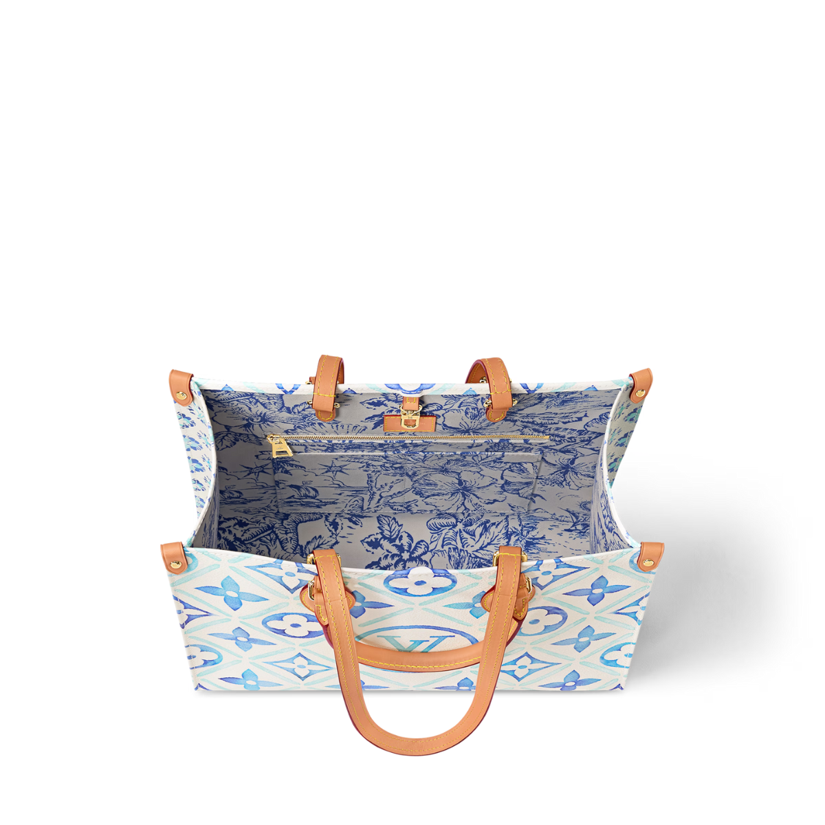 OnTheGo MM Blue – this OnTheGo MM tote is made from Monogram Tiles canvas, with its watercolor-style – LUX VERSE Luxury Designer Fashion Outlet