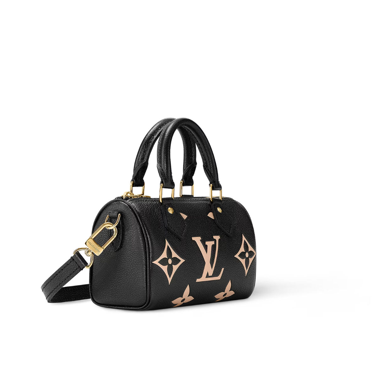 Nano Speedy Black – the compact Speedy Bandoulière 25 handbag is made from black Monogram Empreinte – LUX VERSE Luxury Designer Fashion Outlet