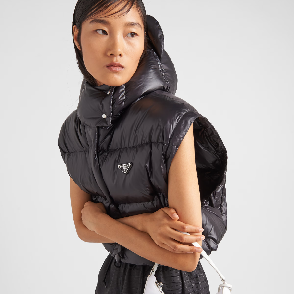 Re-Nylon convertible cropped down jacket – stay warm and eco-friendly with this Re-Nylon jacket – LUX VERSE Luxury Designer Fashion Outlet