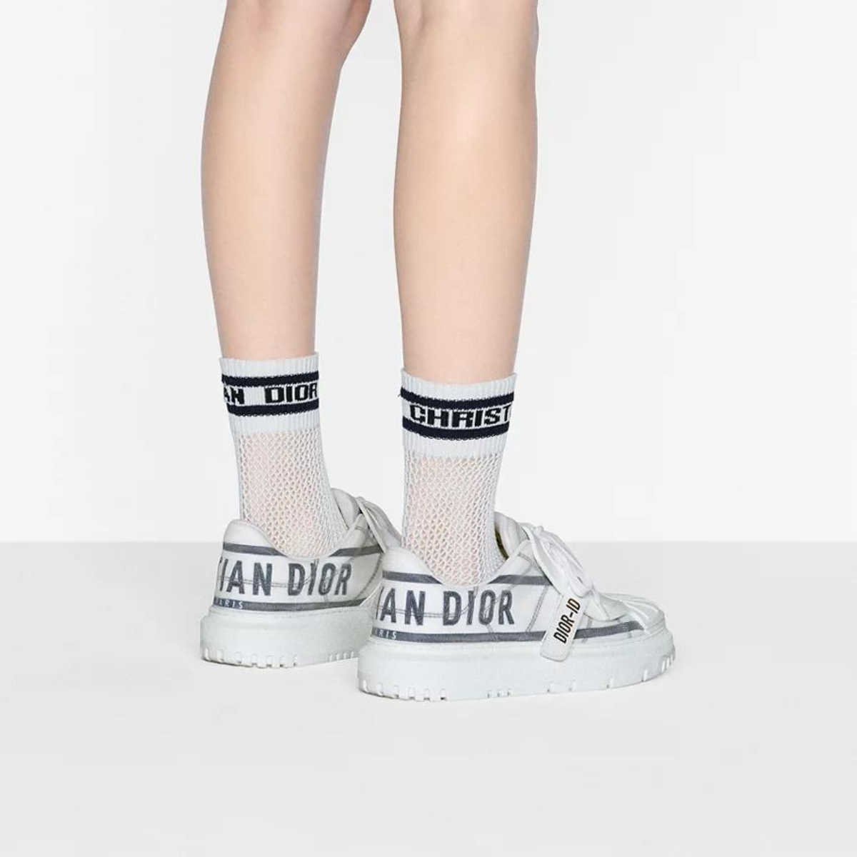 ID Sneaker – the textured-effect French blue'CHRISTIAN PARIS'signature adorns the rear – LUX VERSE Luxury Designer Fashion Outlet