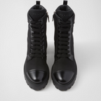 Re-Nylon and leather booties – rigorous formality reimagined in an innovative, modernist way inspires this – LUX VERSE Luxury Designer Fashion Outlet