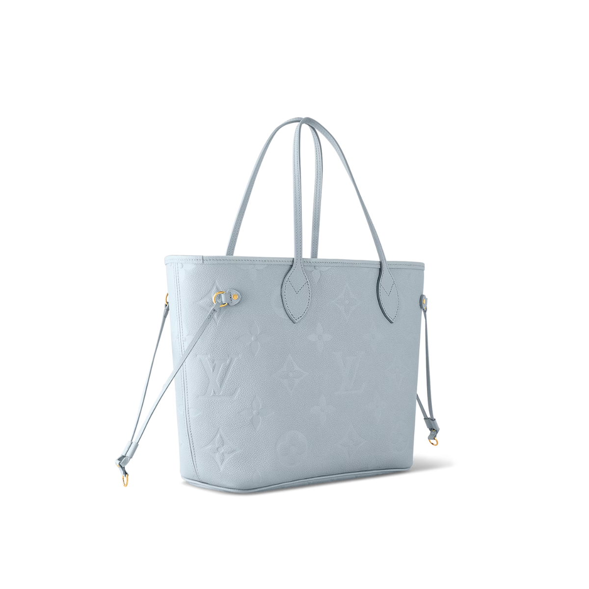 Neverfull MM Blue – made from full-grain Monogram Empriente leather in an understated colorway, – LUX VERSE Luxury Designer Fashion Outlet
