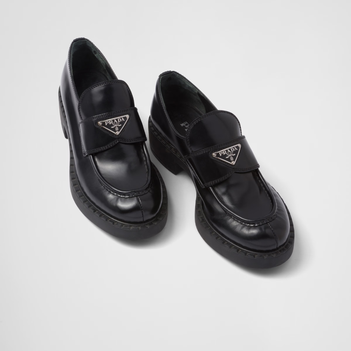 Chocolate brushed leather loafers – emphasized by the iconic enameled triangle logo, these retro-inspired loafers are – LUX VERSE Luxury Designer Fashion Outlet