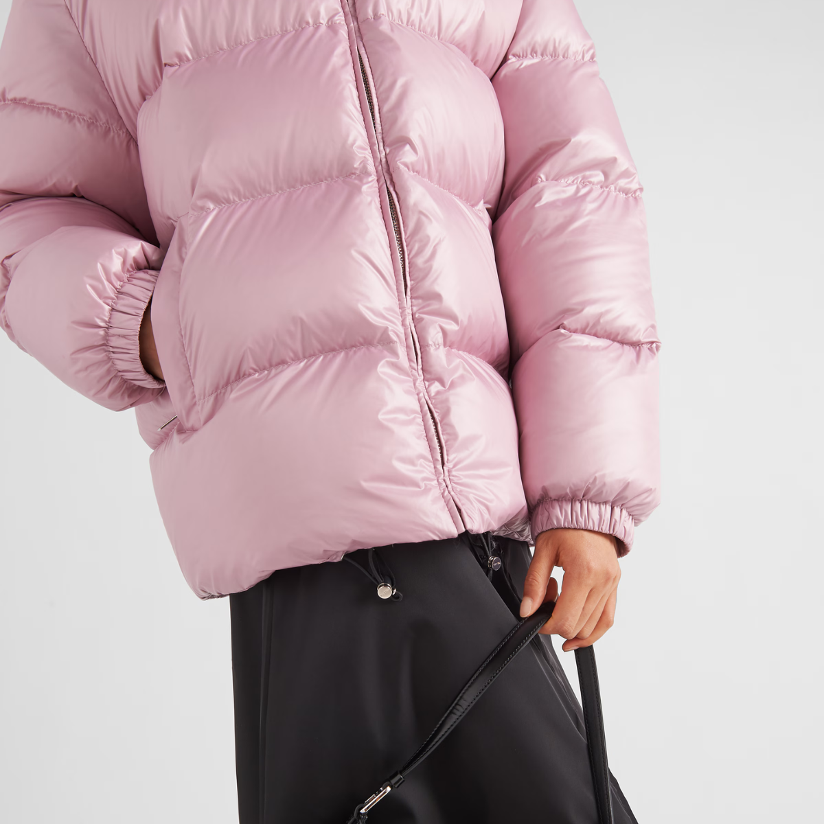 Re-Nylon hooded goose down jacket – this down jacket with slightly oversized volumes is made of Re-Nylon, the innovative – LUX VERSE Luxury Designer Fashion Outlet
