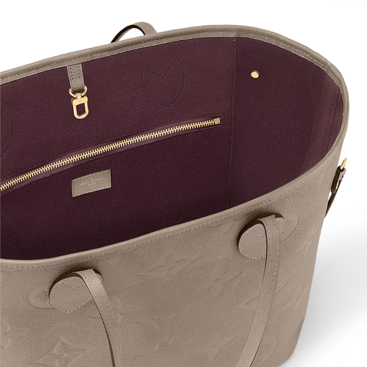 Neverfull MM Tourterelle Gray – with the side laces cinched, this roomy carryall becomes a stylish city bag – LUX VERSE Luxury Designer Fashion Outlet