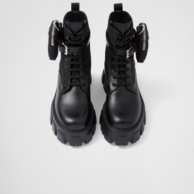 Monolith leather and Re-Nylon boots with pouch - LUX VERSE - Luxury designer fashion outlet