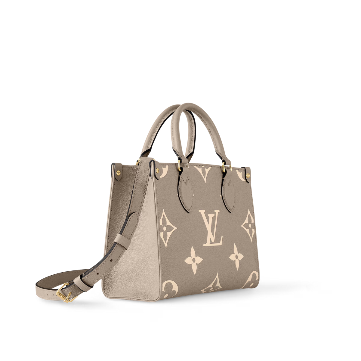 OnTheGo PM Tourterelle Beige – the OnTheGo PM tote is fashioned in Monogram Empreinte leather, embossed with – LUX VERSE Luxury Designer Fashion Outlet