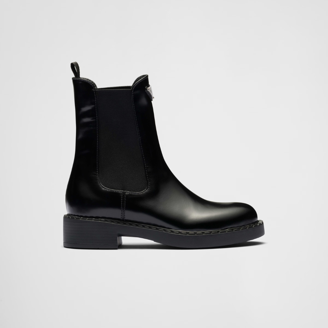 Brushed leather booties – these brushed leather booties are defined by the elasticized side gusset – LUX VERSE Luxury Designer Fashion Outlet
