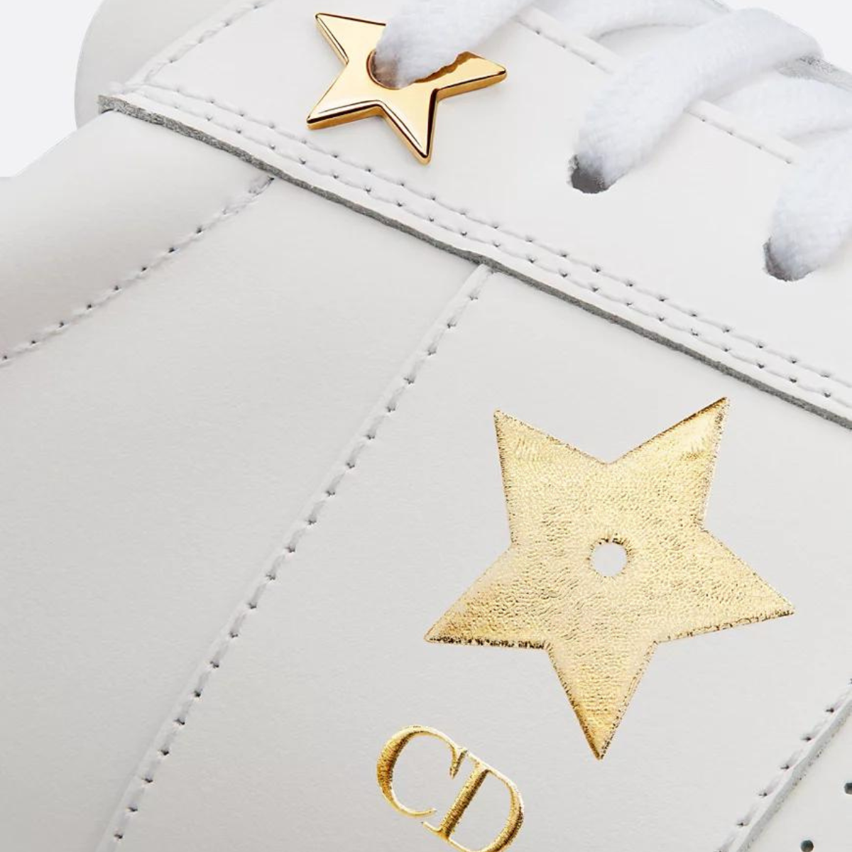 Star Sneaker Calfskin Suede – crafted in white calfskin, it is embellished with a tonal suede insert on the front – LUX VERSE Luxury Designer Fashion Outlet
