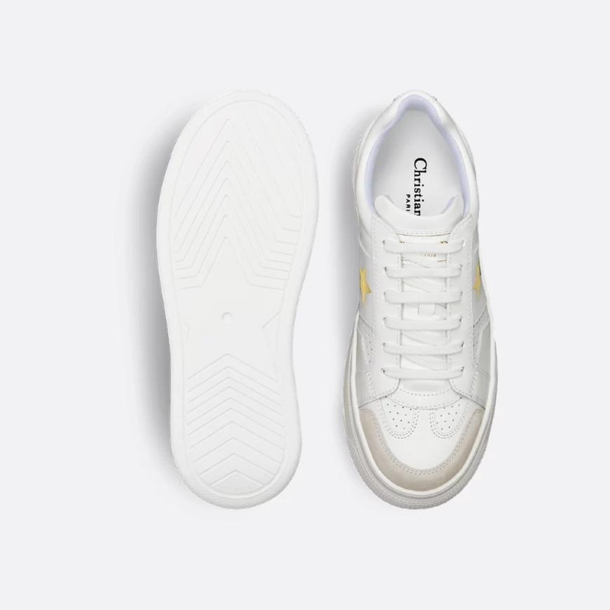 Star Platform Sneaker Suede Calfskin – crafted in white calfskin, the upper is accented by a tonal suede calfskin panel on – LUX VERSE Luxury Designer Fashion Outlet