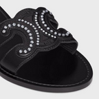 TRIOMPHE MULE in LAMBSKIN WITH STRASS – sEWING DETAILSLEATHER OUTSOLEFRANCISCAN CONSTRUCTION ENSURING A LONG LASTING – LUX VERSE Luxury Designer Fashion Outlet