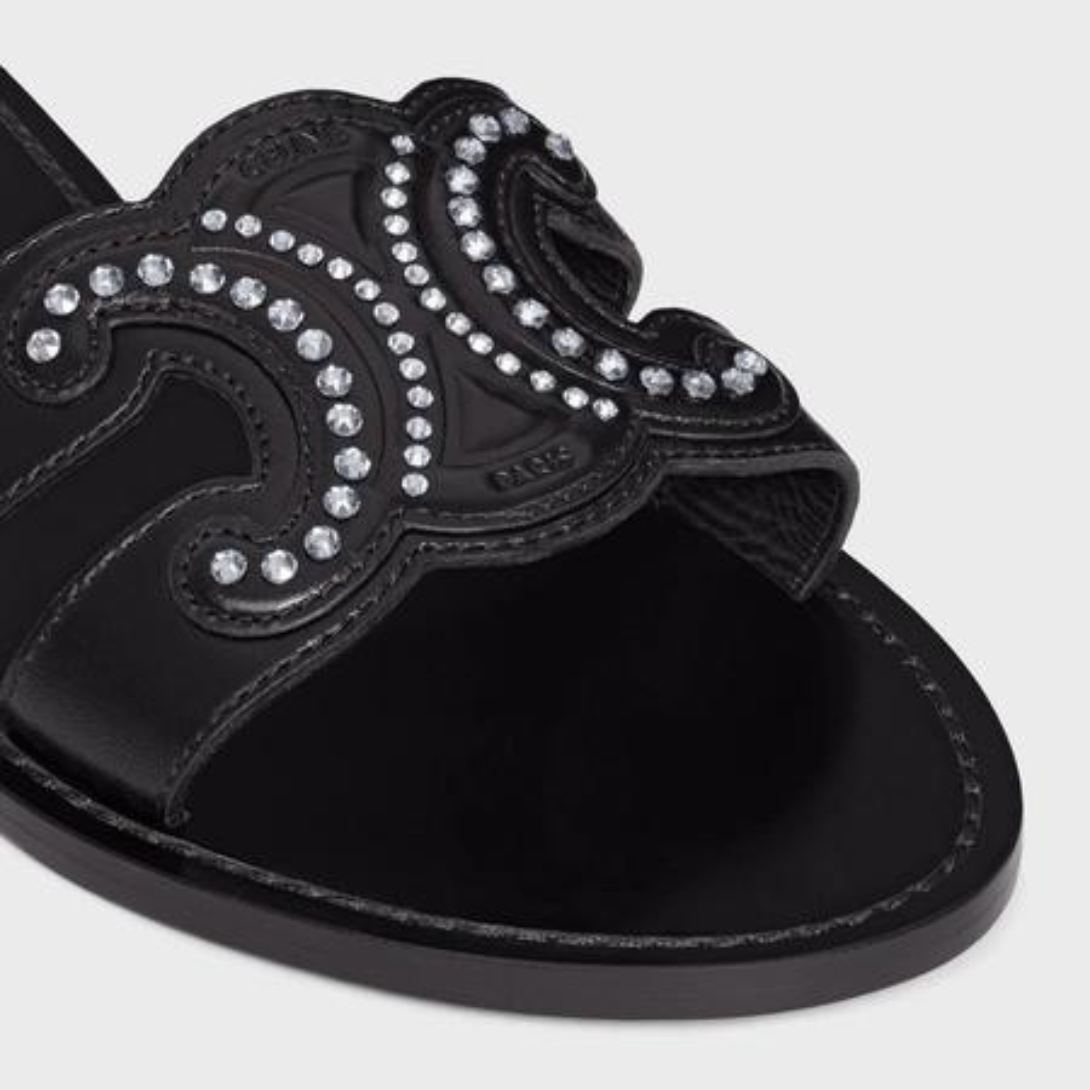 TRIOMPHE MULE in LAMBSKIN WITH STRASS – sEWING DETAILSLEATHER OUTSOLEFRANCISCAN CONSTRUCTION ENSURING A LONG LASTING – LUX VERSE Luxury Designer Fashion Outlet