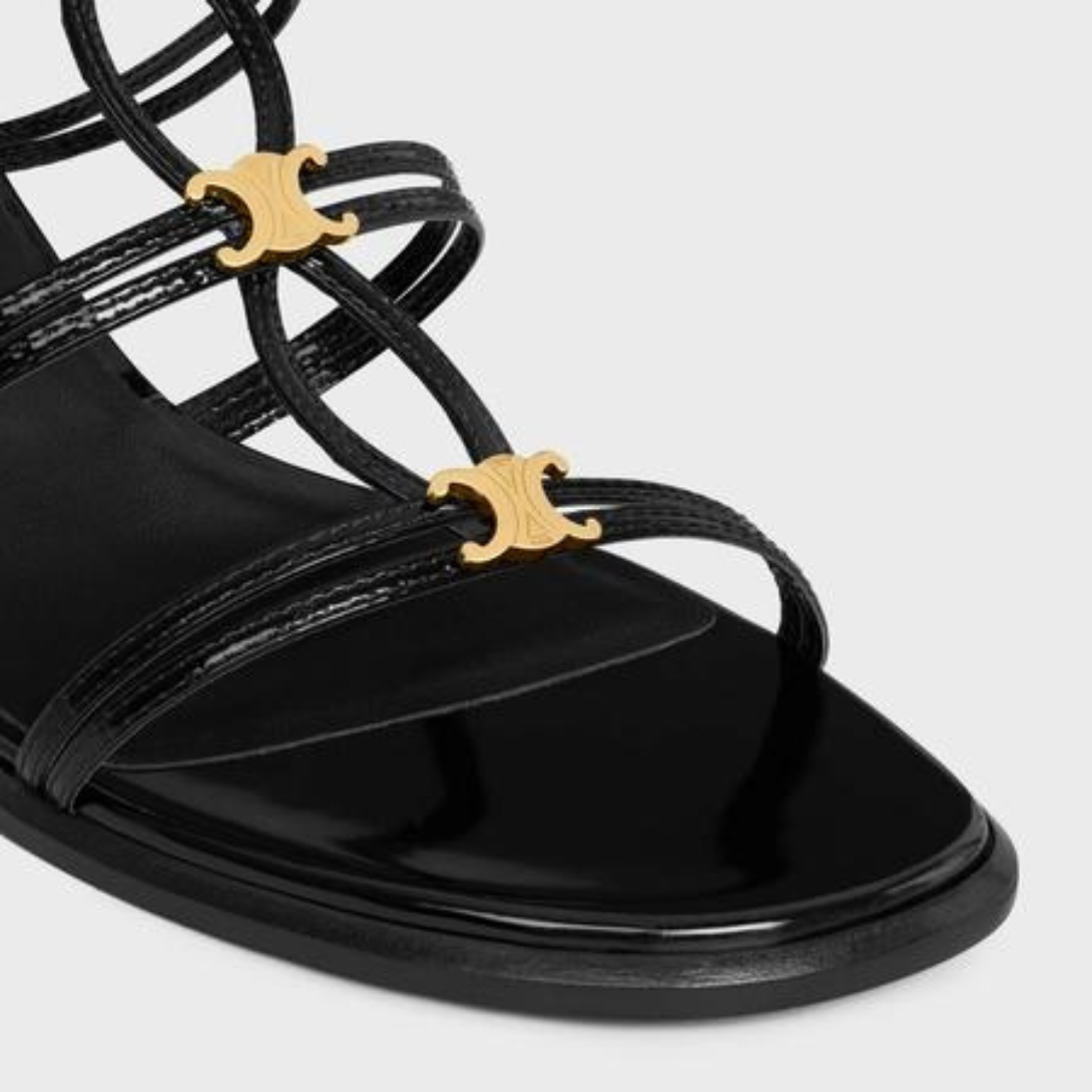 CLEMENCE MULTI TRIOMPHE SANDAL in GLOSSY CALFSKIN – tRIOMPHE ON THE UPPERADJUSTABLE BUCKLESLEATHER INSOLELEATHER OUTSOLE – LUX VERSE Luxury Designer Fashion Outlet